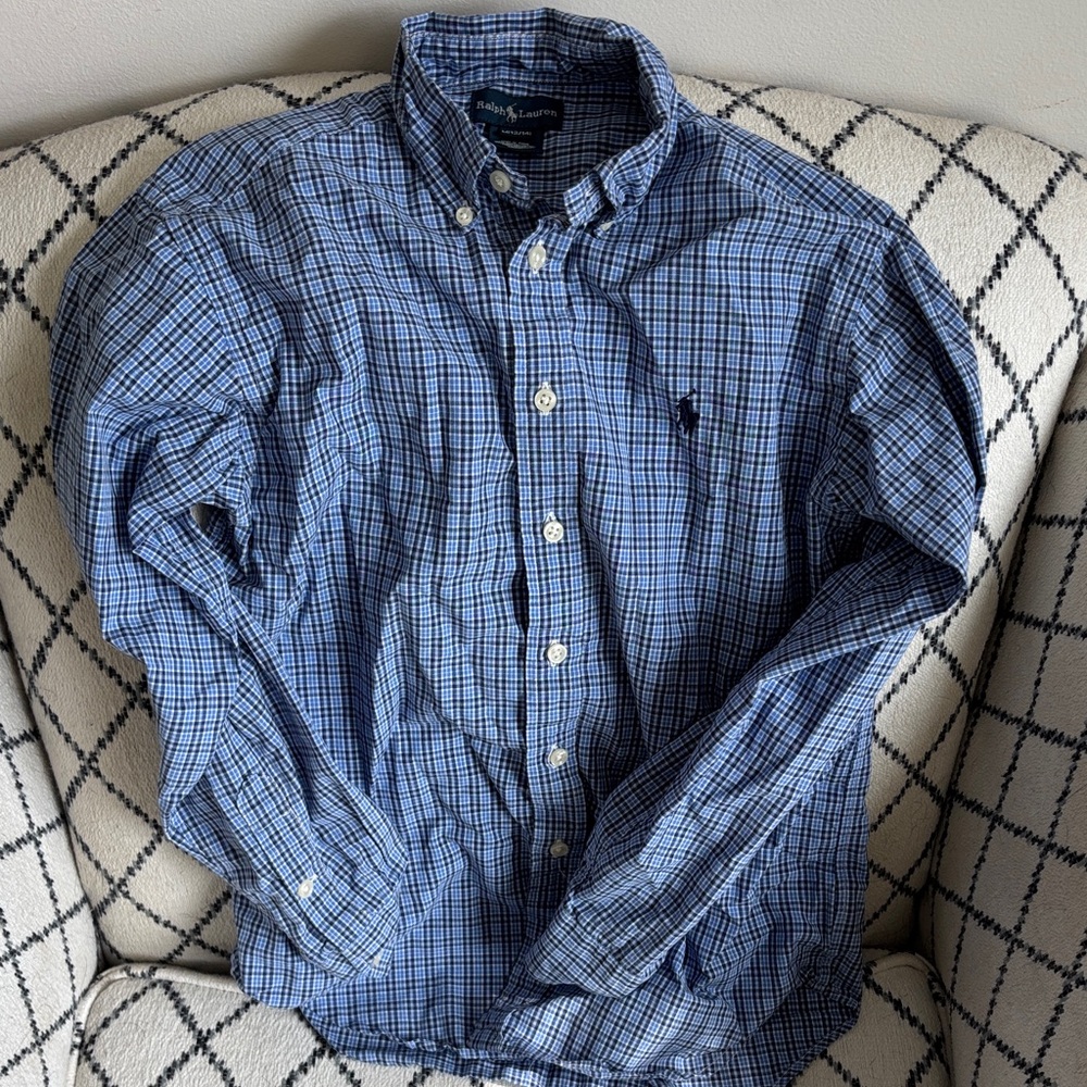 Ralph Lauren Kids Blue Checkered Button-Down Shirt